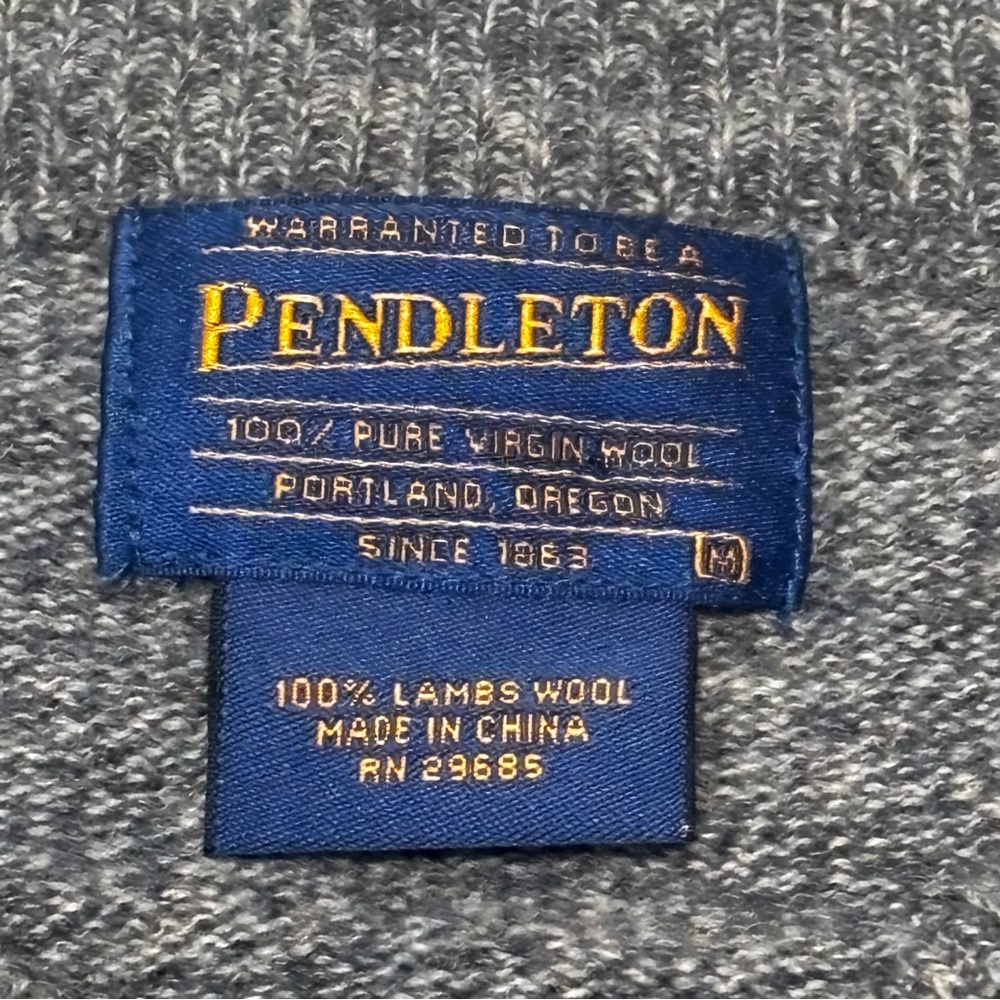 Pendleton 100% Lambswool Sweater Blue Heather Med… - image 2